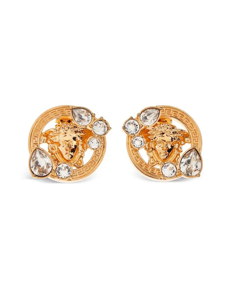 Versace Medusa Head-motif Embellished Earrings Gold