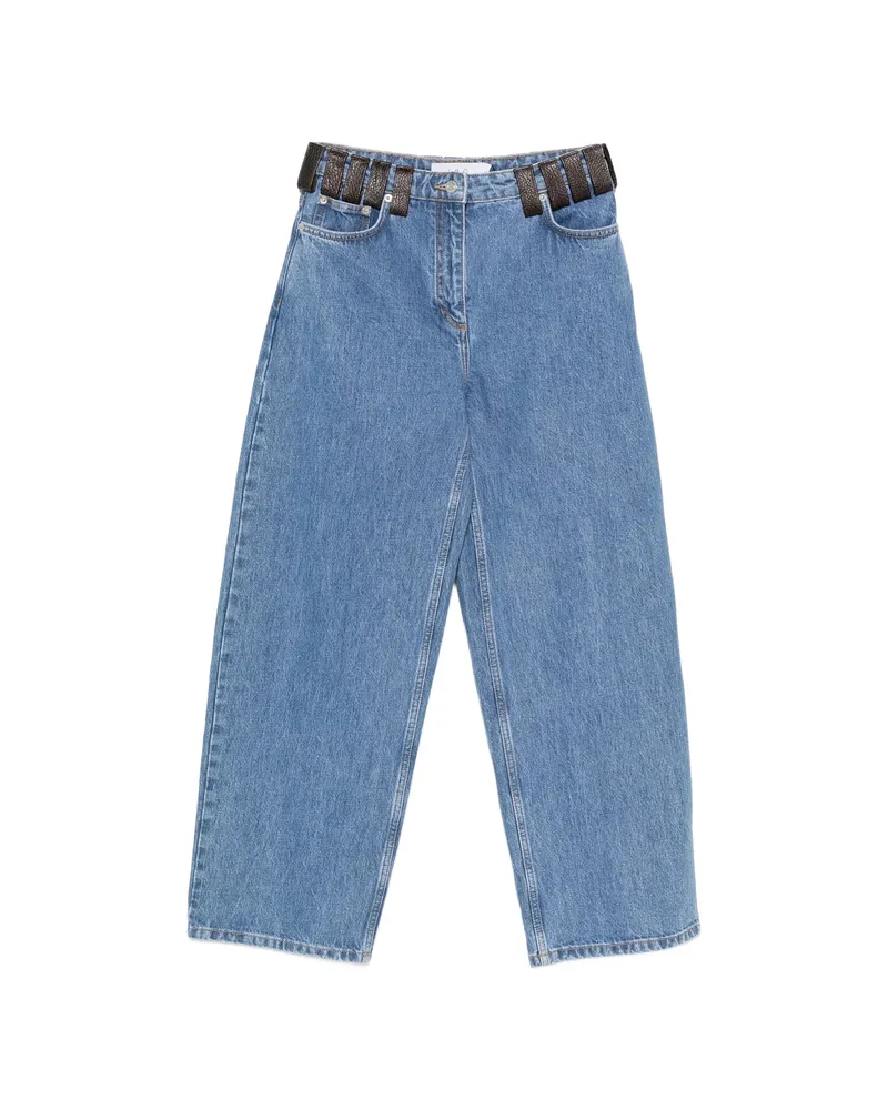 IRO Archies Leather-trim Jeans Blue