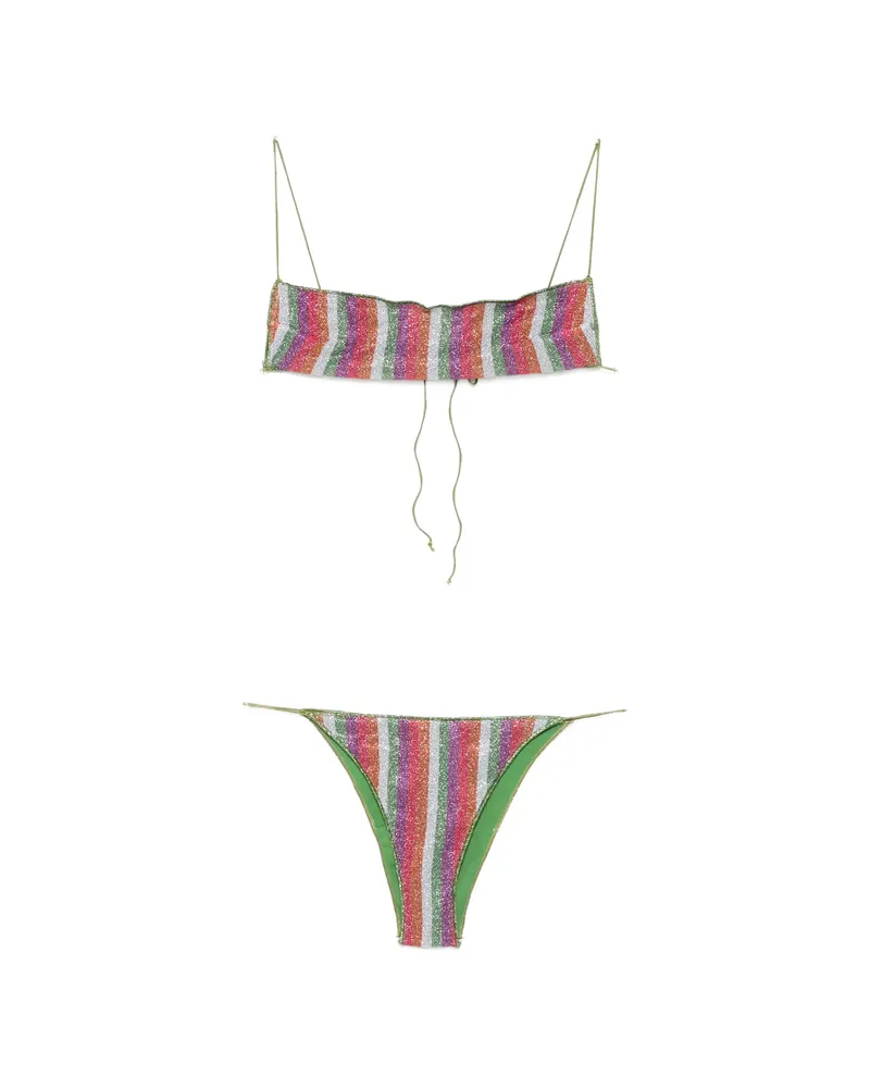 Oséree Striped Glitter-effect Bikini Pink