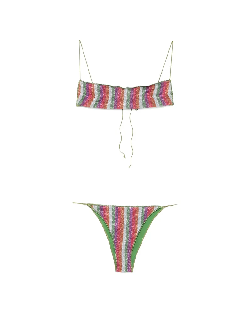 Oséree Striped Glitter-effect Bikini Pink