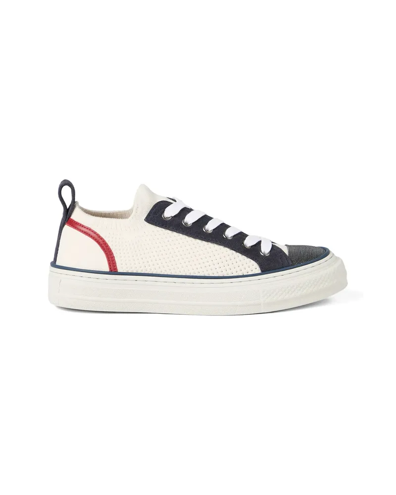 Brunello Cucinelli Knitted Low-top Sneakers White