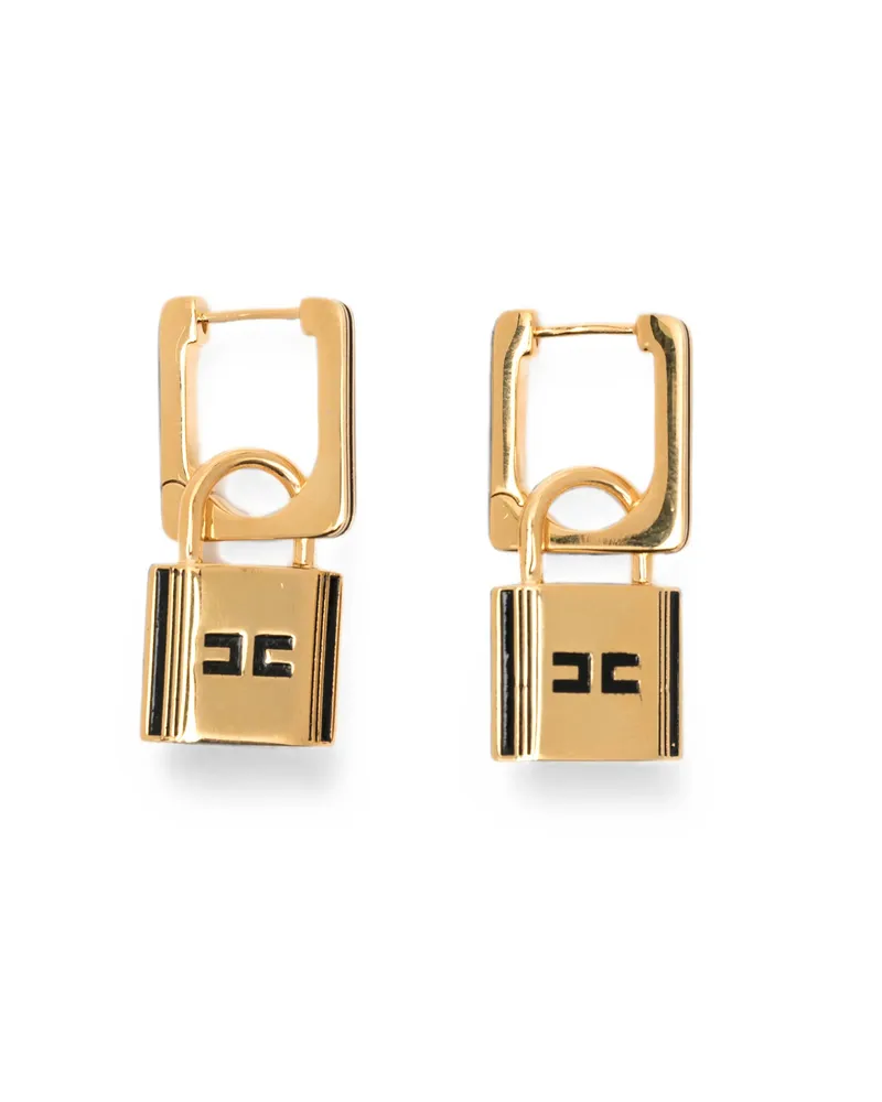Elisabetta Franchi Padlock-detail Drop Earrings Gold