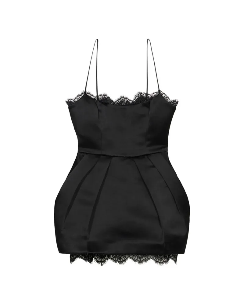 Blumarine Lace-trim Balloon Mini Dress Black