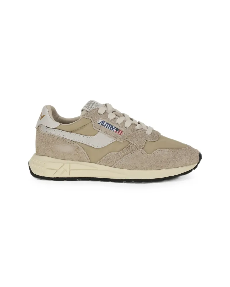 AUTRY Suede-panelled Low-top Sneakers Neutrals