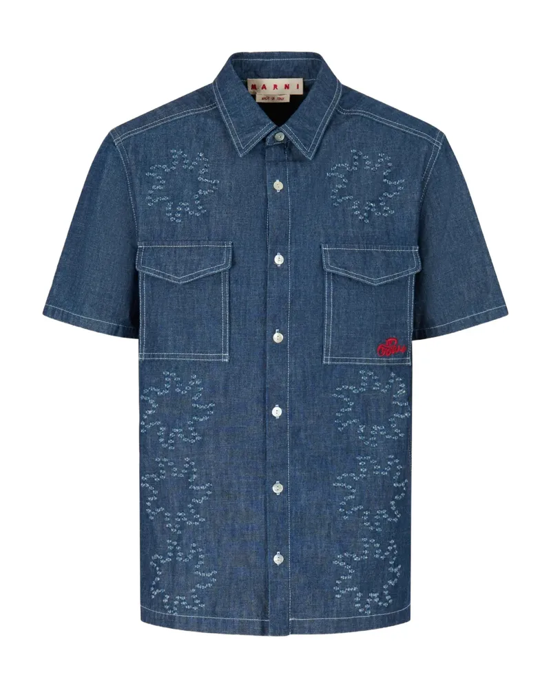 Marni Pockets Sun-detail Shirt Blue