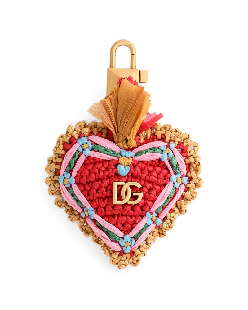 Dolce & Gabbana Keyring With Raffia Charm Red