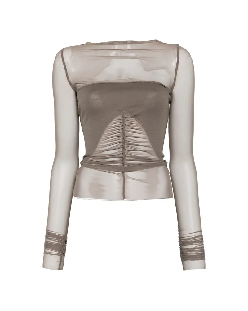 Rick Owens Ruched Long-sleeve T-shirt Brown