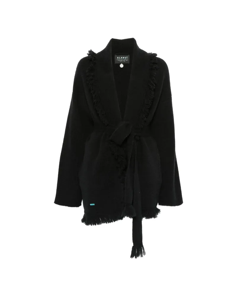 Alanui Fringe-trim Belted Cardigan Black