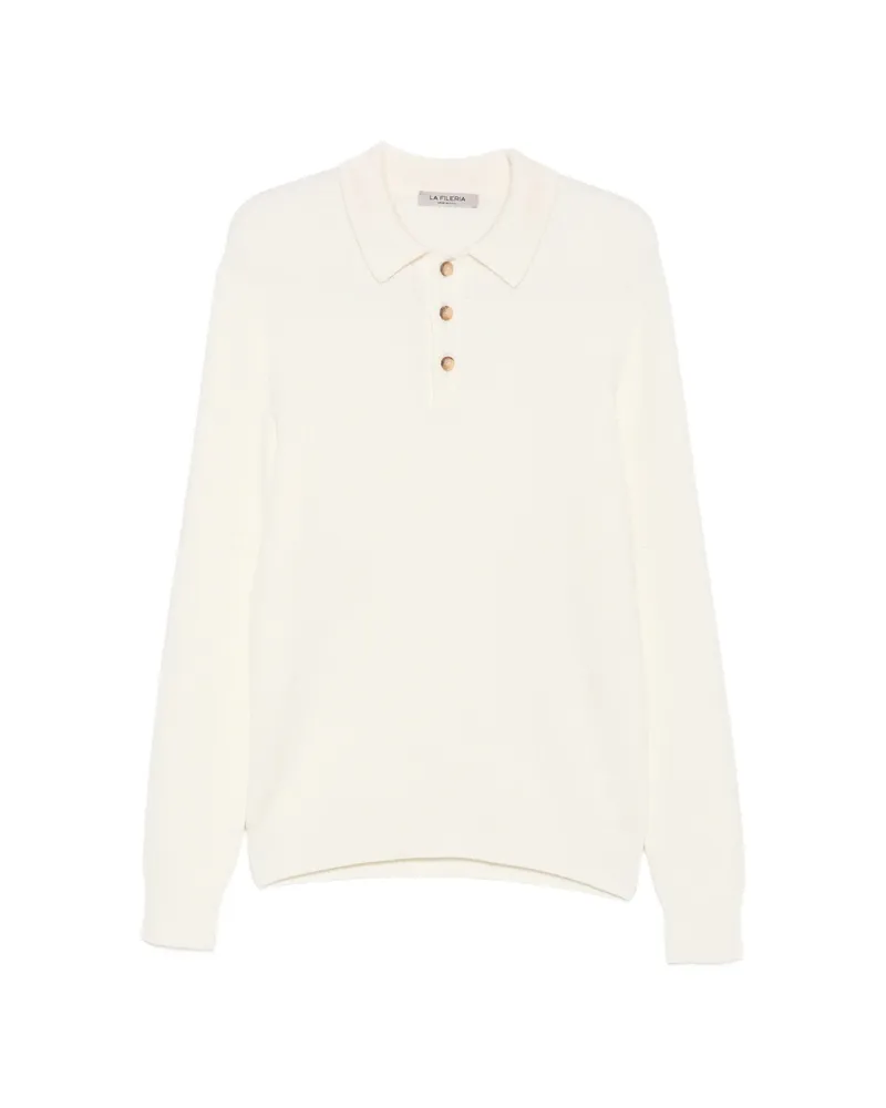 La Fileria Waffle-knit Polo Shirt White
