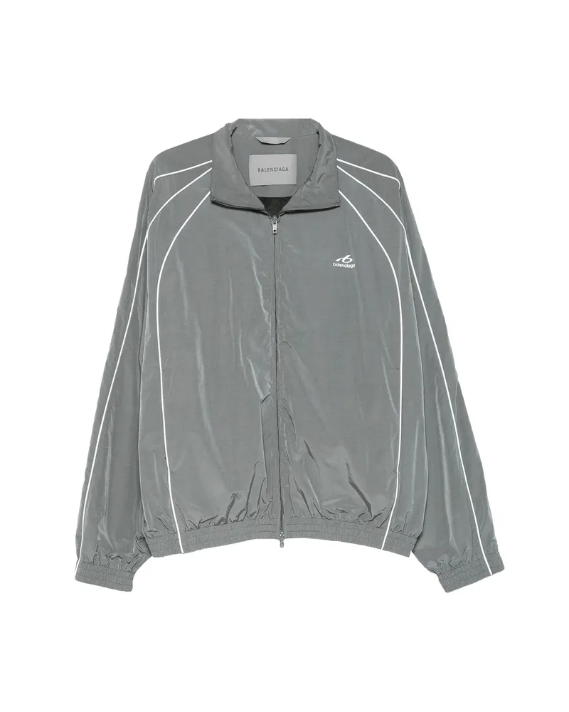 Balenciaga Piping-detail Logo-print Jacket Grey