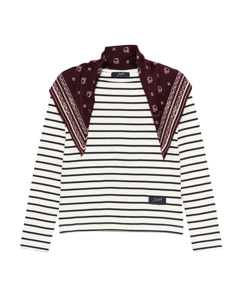 Seafarer Striped Bandana-detail Long-sleeves T-shirt Neutrals