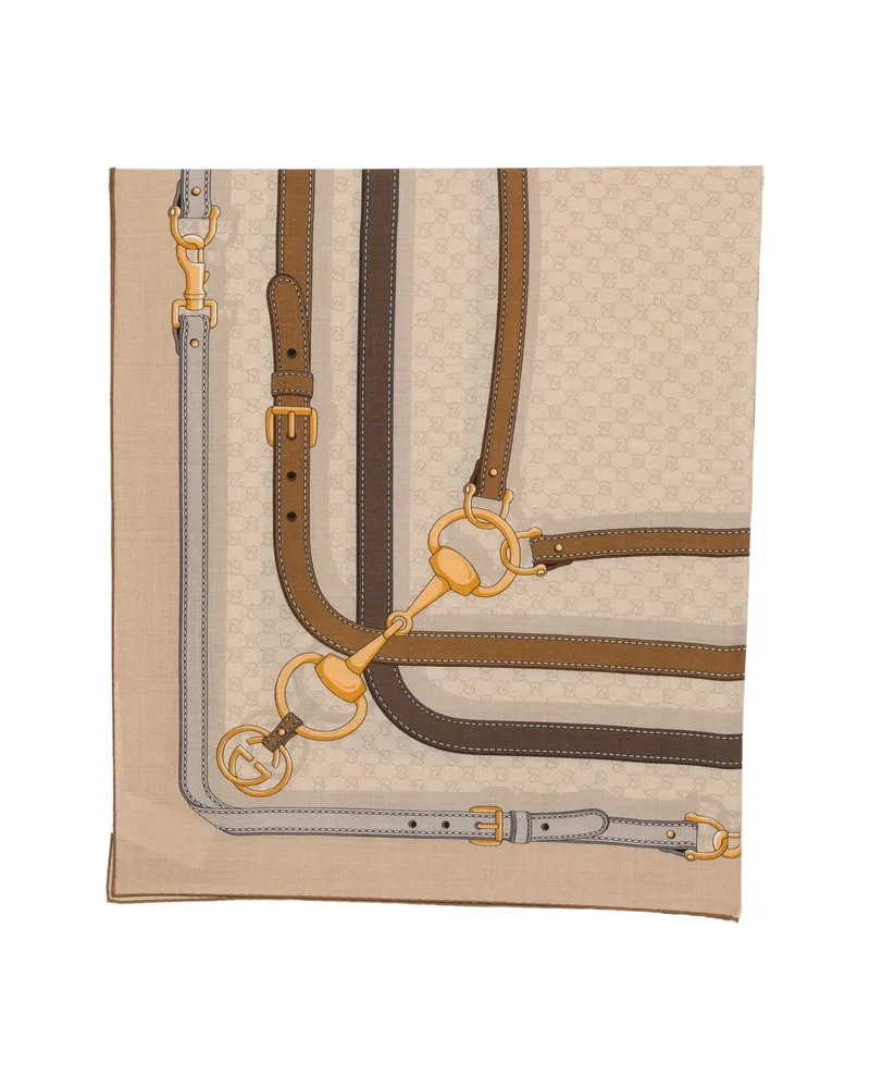 Gucci Horsebit GG Supreme Scarf Neutrals