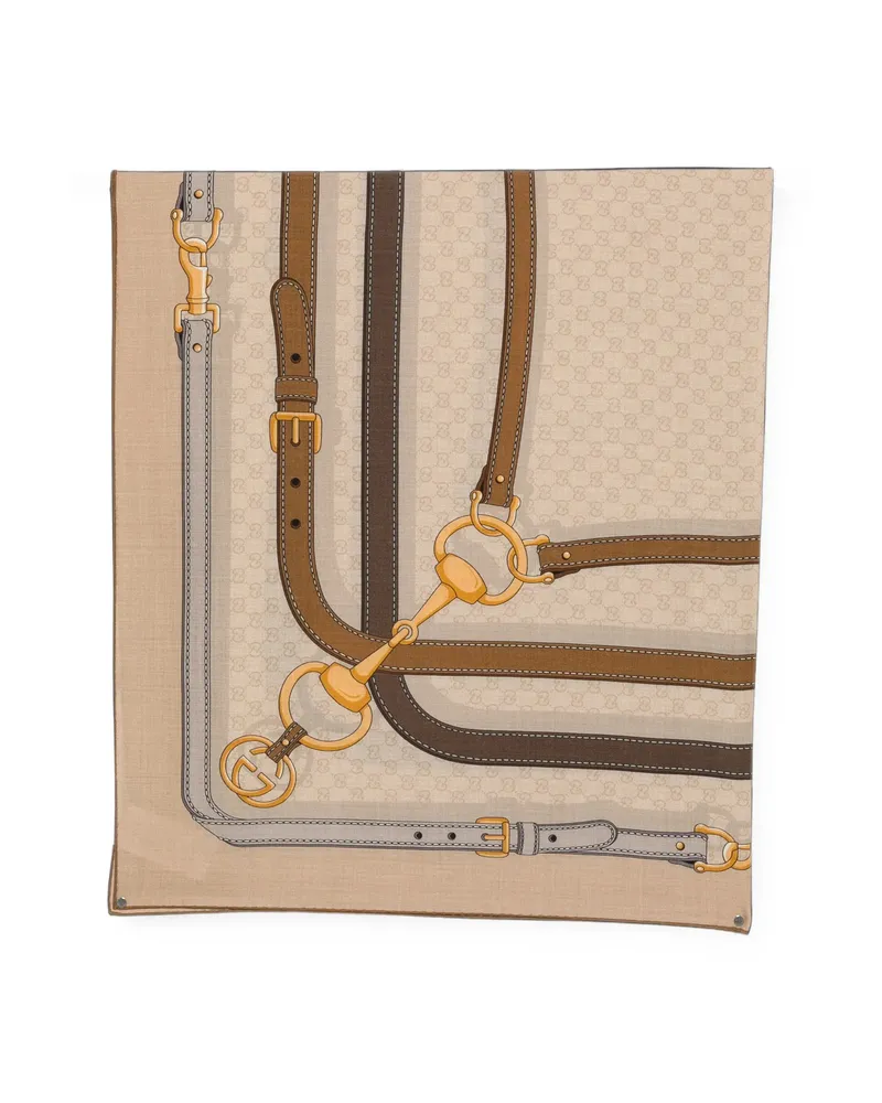 Gucci Horsebit GG Supreme Scarf Neutrals