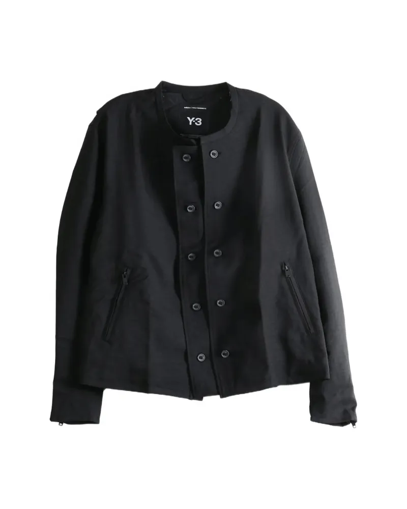 Y-3 Double-breasted Collarless Jacket Black