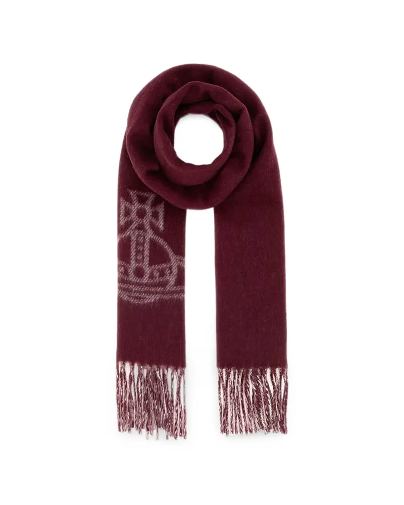Vivienne Westwood Orb-motif Fringed Scarf Red