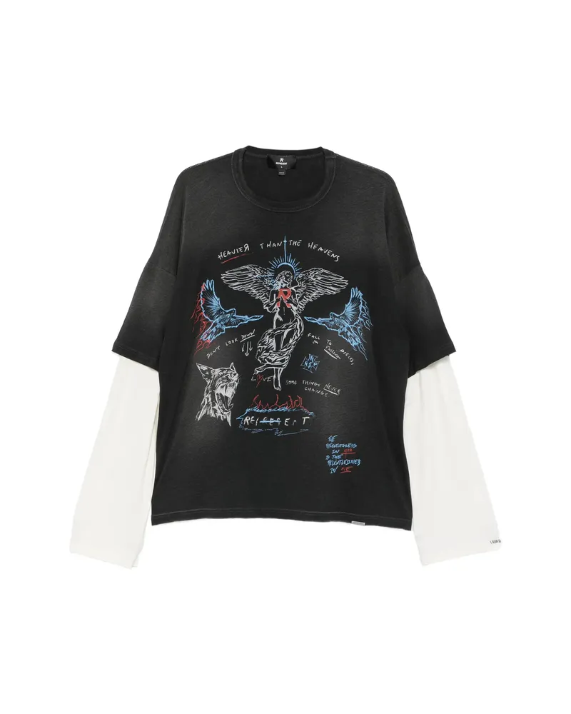 REPRESENT Graphic-print Layered-sleeve T-shirt Black