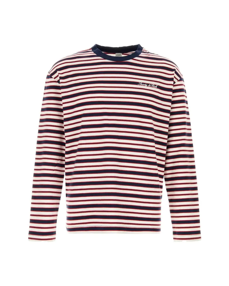 SPORTY & RICH Fale Signature Striped Sweatshirt White