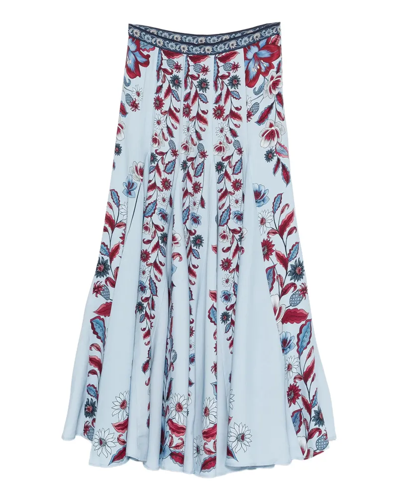 FARM Rio Floral-print Skirt Blue