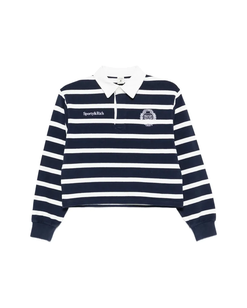 SPORTY & RICH Blondie Striped Polo Top Blue
