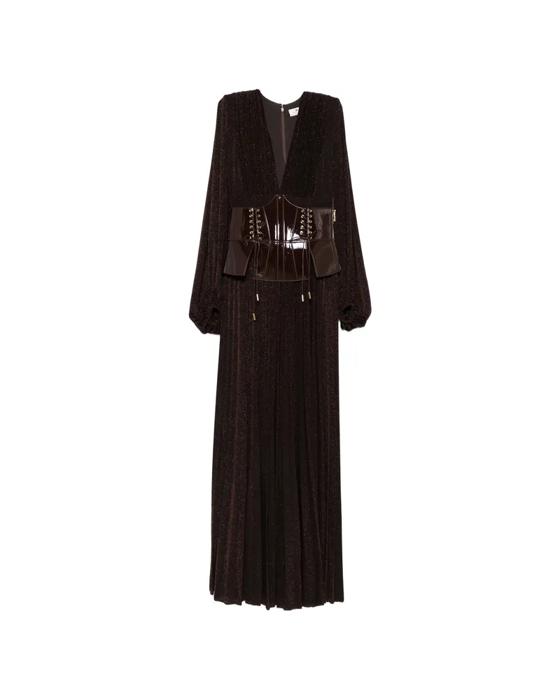 Elisabetta Franchi V-neck Maxi Dress Brown