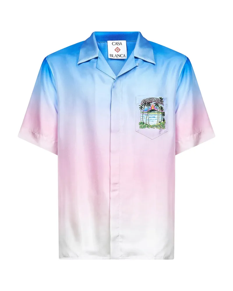 Casablanca Paris Volcano-print Gradient Shirt Blue