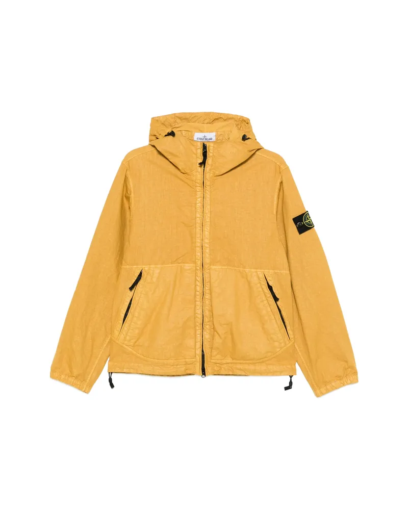Stone Island Zip-up Hooded Jacket Yellow
