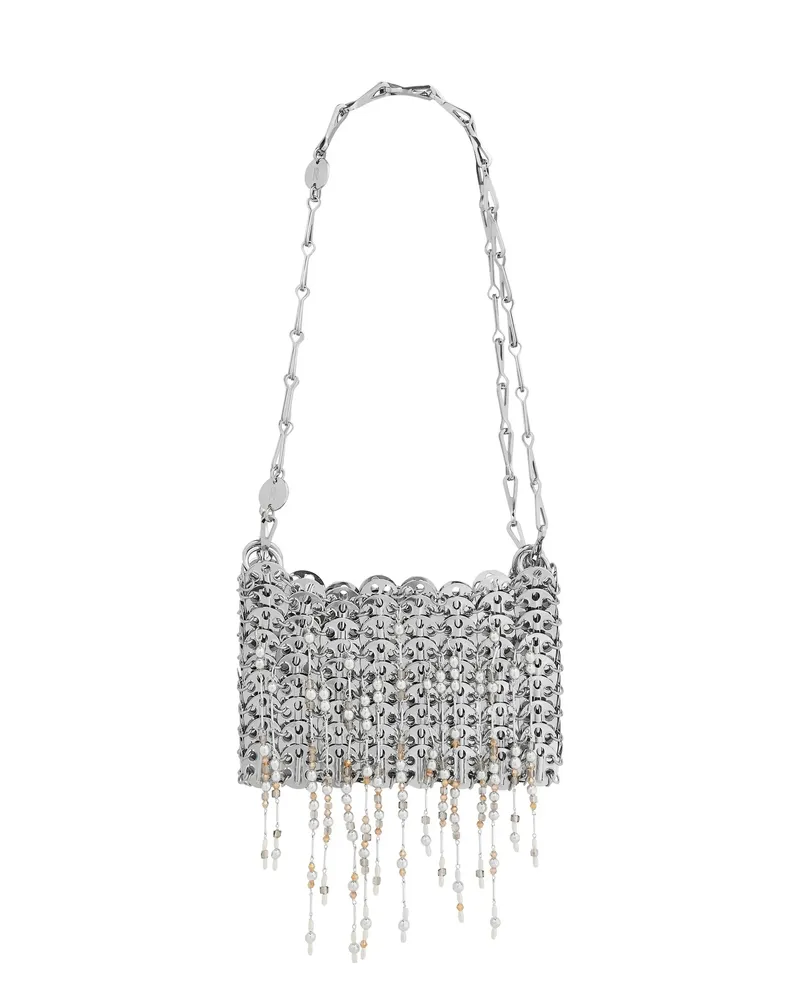 Paco Rabanne 1969 Nano Fringed Mini Bag Silver