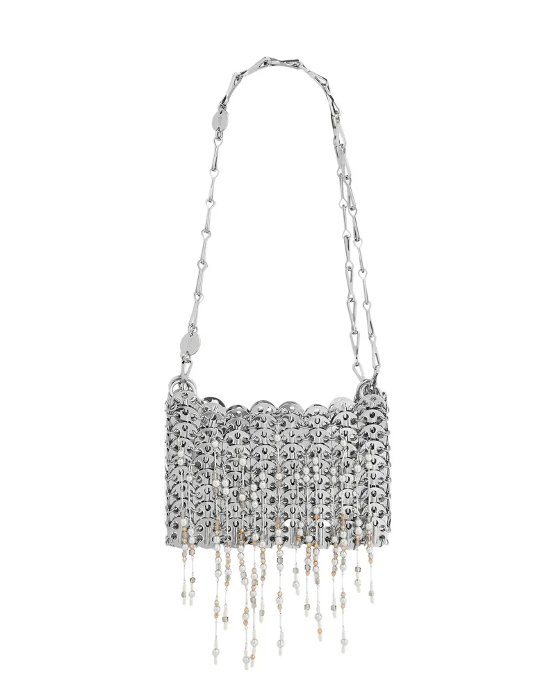 Paco Rabanne 1969 Nano Bag With Pearl Fringes Silver
