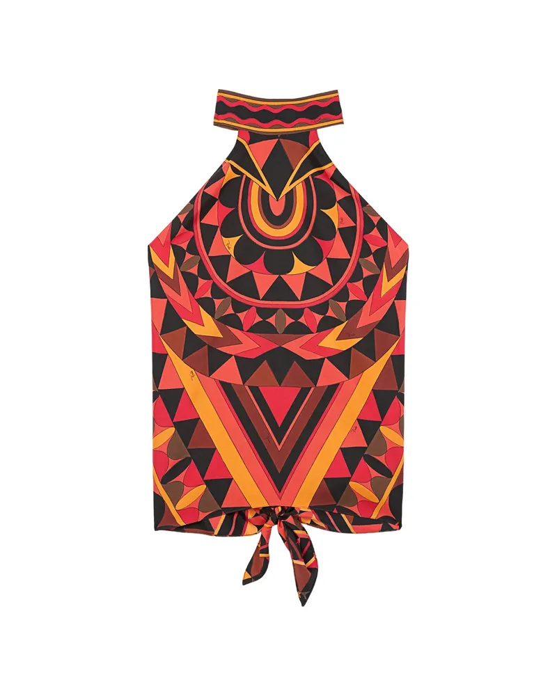 Emilio Pucci Geometric-print Halterneck Top Black
