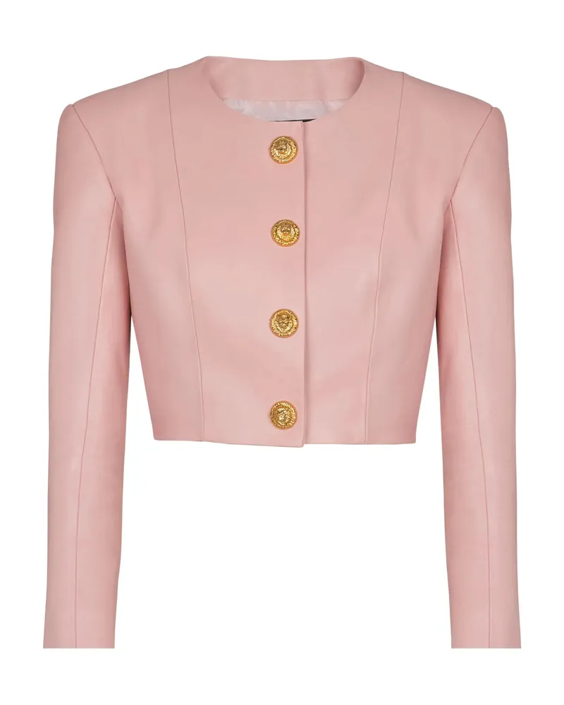 Balmain Button Lambskin Jacket Pink