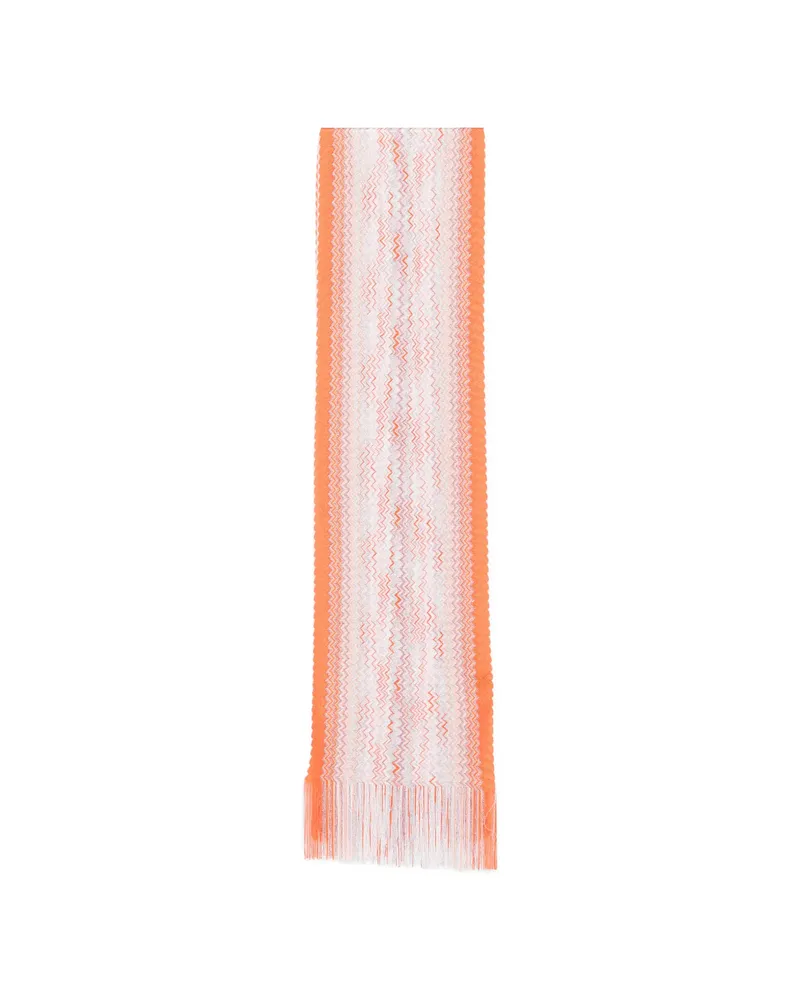 Missoni Zig-zag-pattern Fringed Scarf Orange