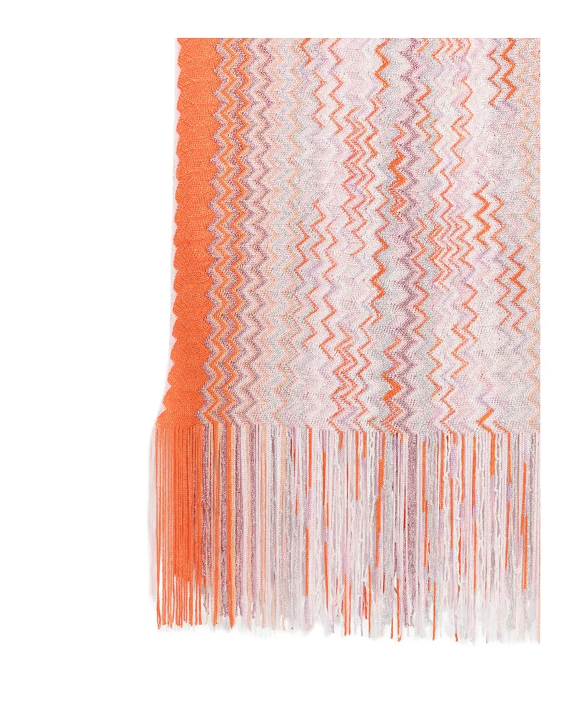 Missoni Zig-zag-pattern Fringed Scarf Orange