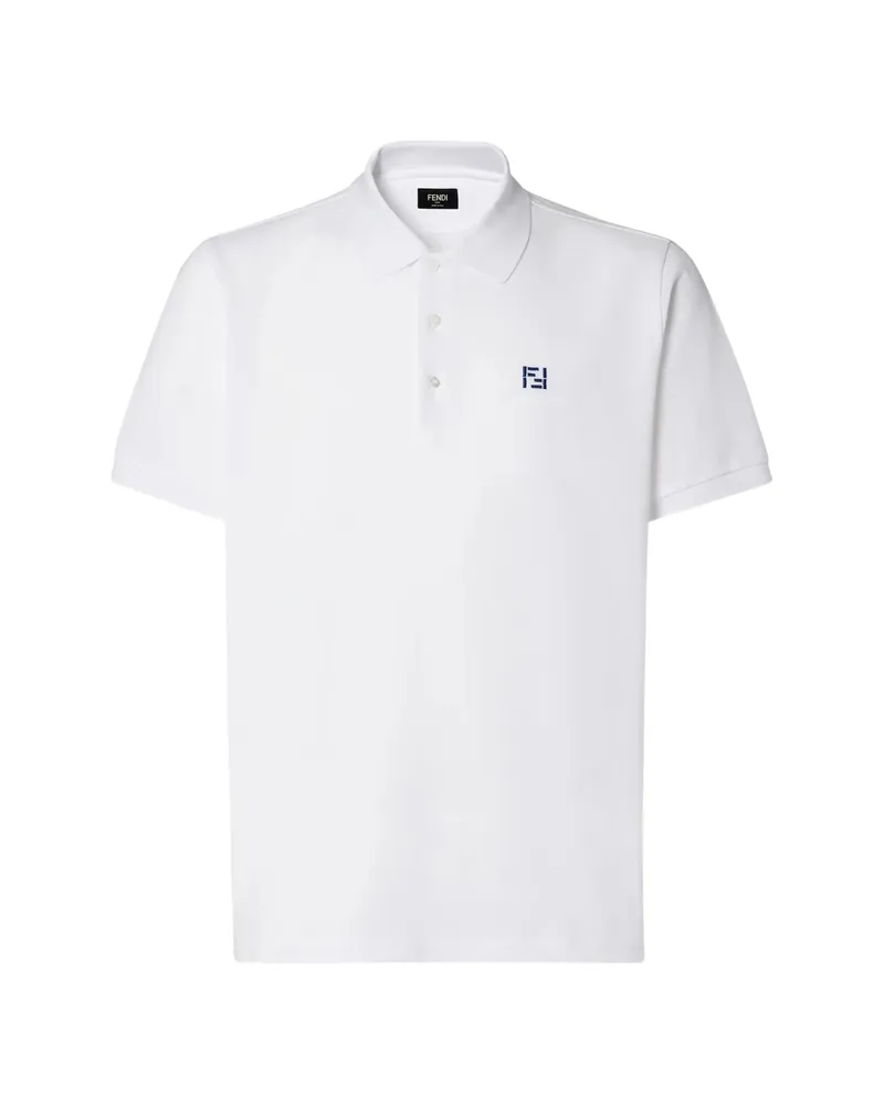 Fendi White Logo Polo Shirt White