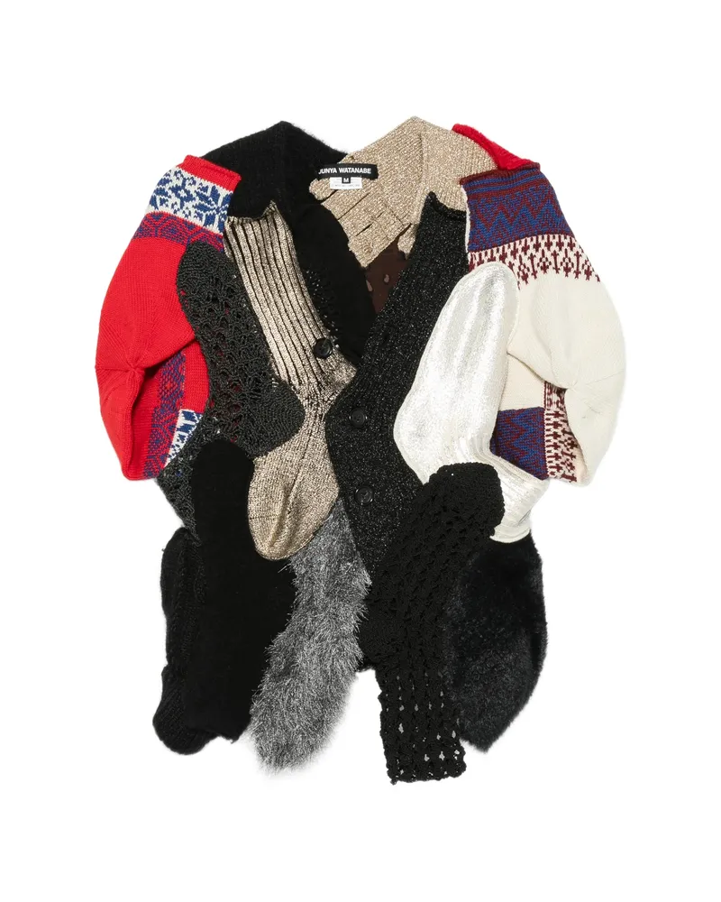 Junya Watanabe Mixed-material Patchwork Cardigan Black