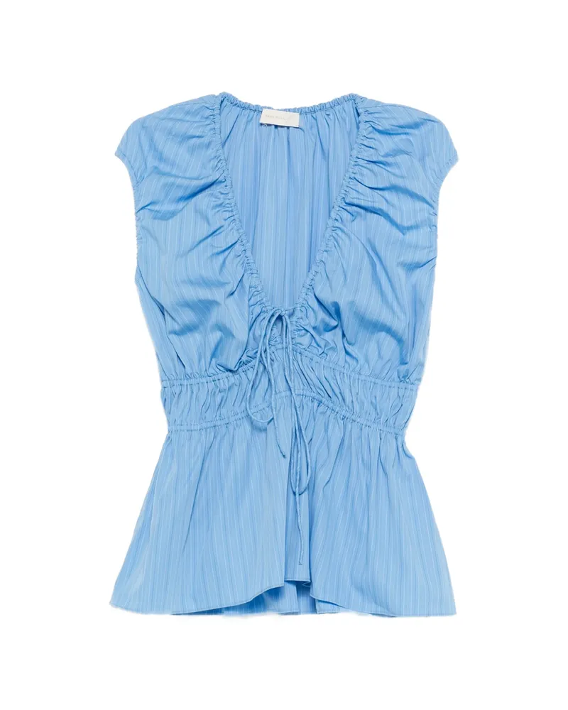 Faithfull The Brand Hedda Ruched-detail Top Blue