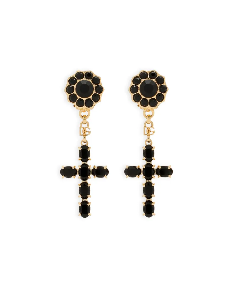 Dolce & Gabbana Cross Pendant Clip-on Earrings Gold