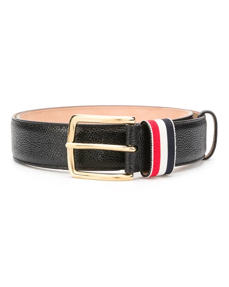 Thom Browne Striped Loop Pebbled Belt Black