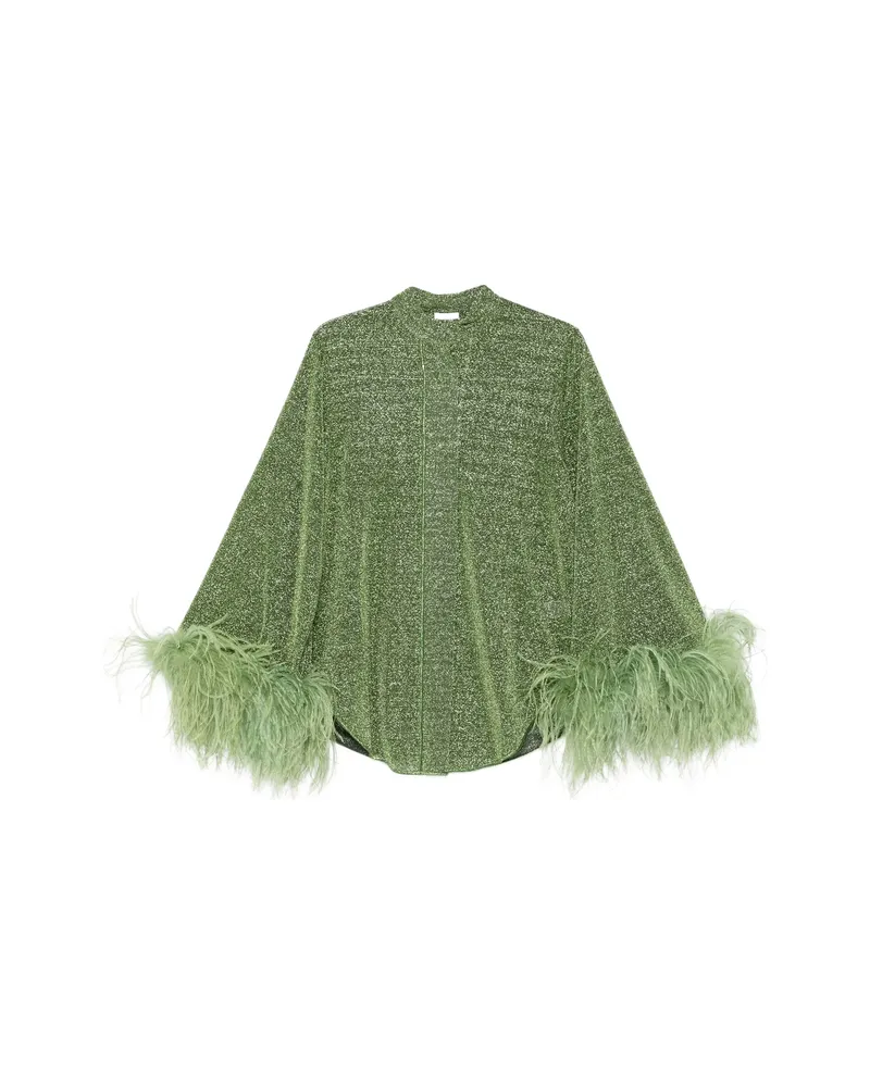 Oséree Feather-trim Blouse Green