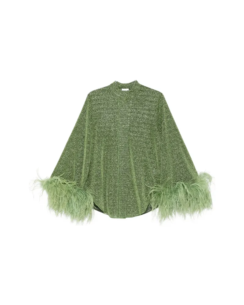 Oséree Feather-trim Blouse Green