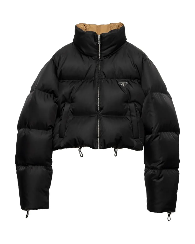 Prada Cropped Re-nylon Down Jacket Black
