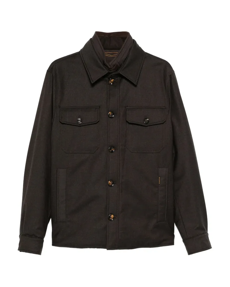 MOORER Button-fastening Flap-pocket Jacket Brown
