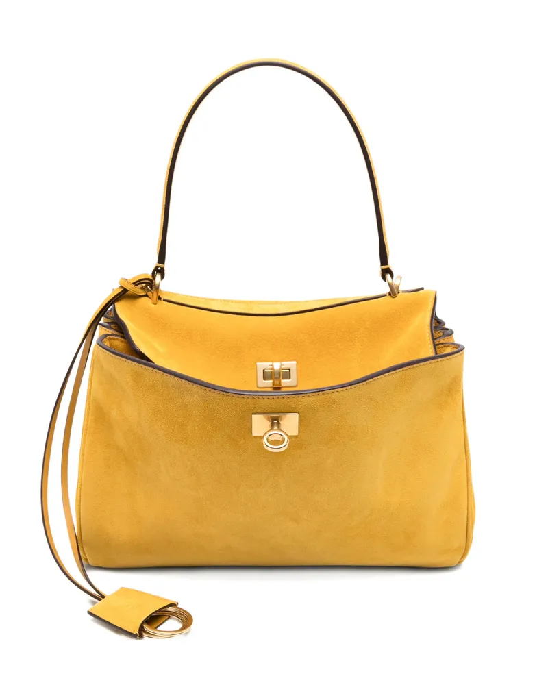 Balenciaga Small Rodeo Suede Tote Bag Yellow