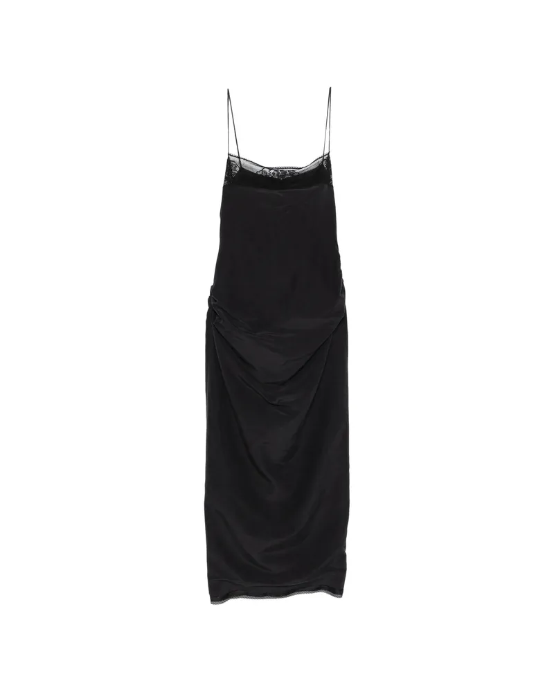Magda Butrym Lace-trim Draped Midi Dress Black