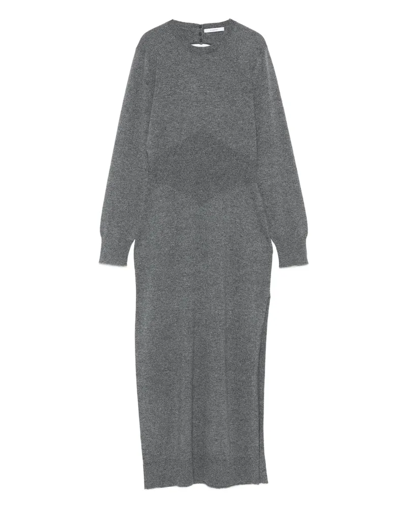 Givenchy Side-split Long-sleeve Midi Dress Grey