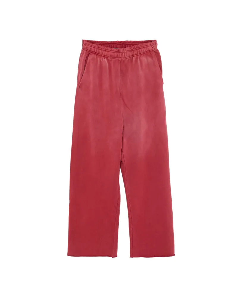 Entire Studios Faded-wash Raw-cut Track Pants Red