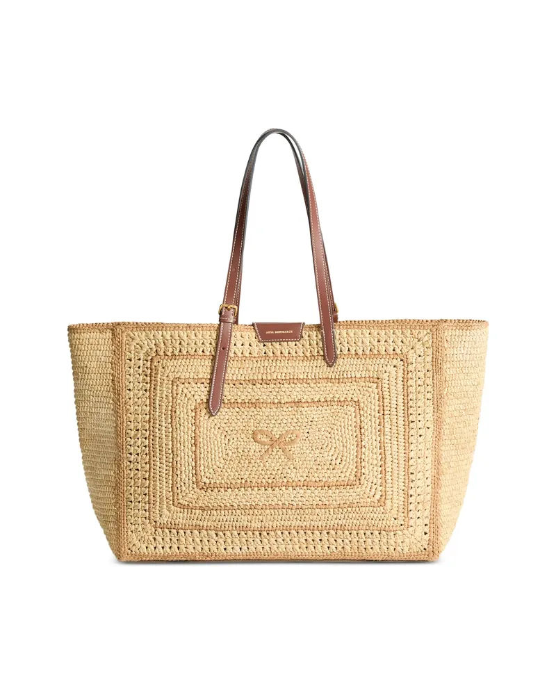 Anya Hindmarch Large Bow-detail Raffia Tote Bag Neutrals
