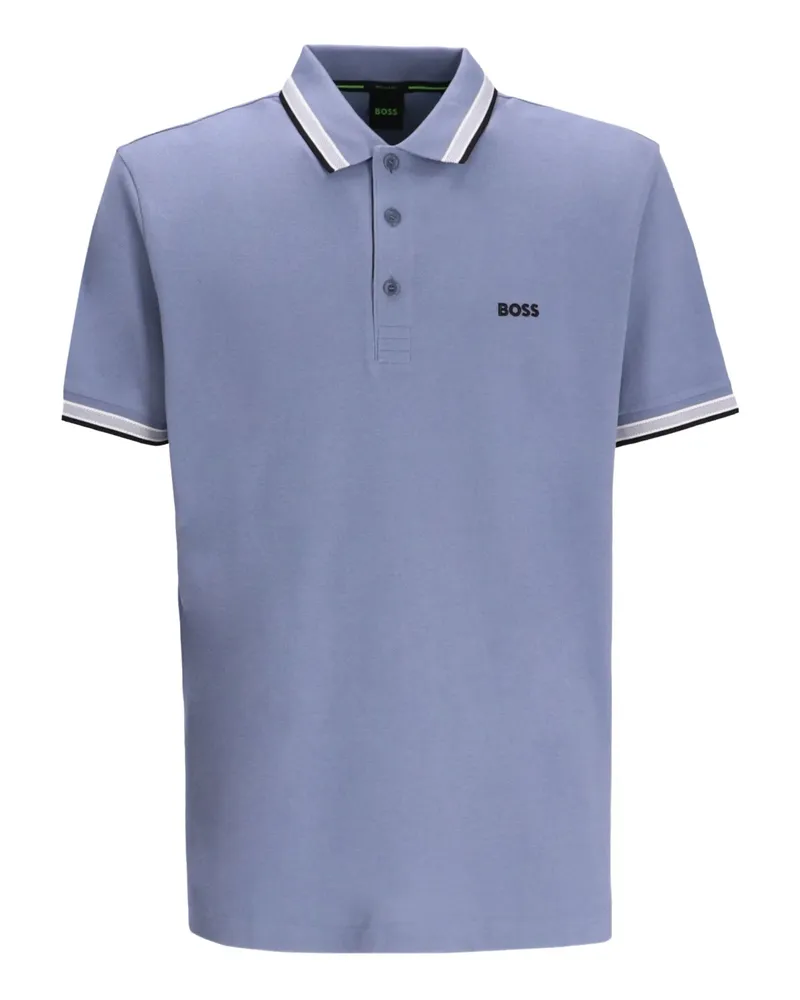 HUGO BOSS Logo-embroidered Polo Shirt Blue