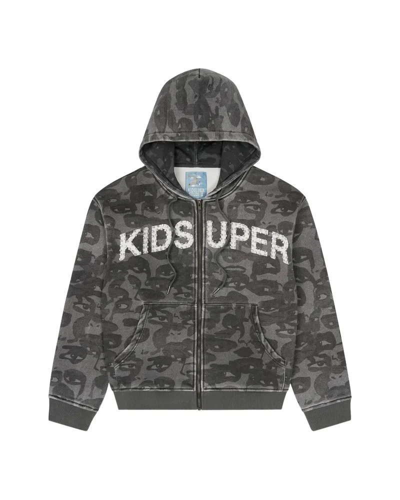 KidSuper Hooded Camouflage Sweatshirt Grey
