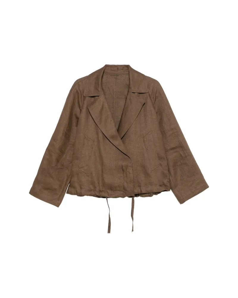 Brunello Cucinelli Drawstring-hem Notch-lapels Jacket Brown
