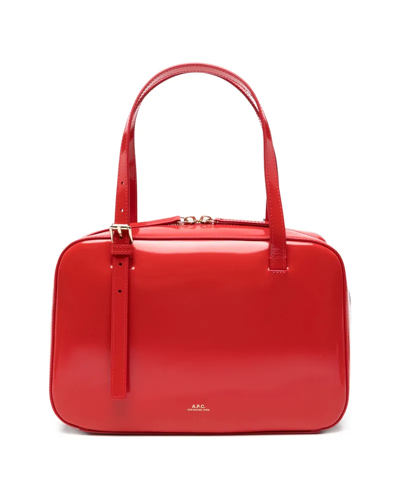 A.P.C. A. p.c. Patent-finish Buckle-detail Tote Bag Red